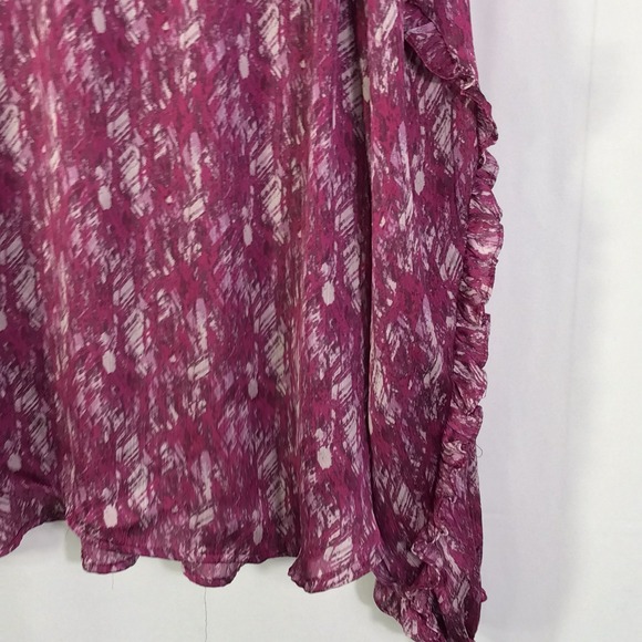 Ophelia Roe Blouse Women's XL Long Sleeve Pink Ruffle Sheer Business Casual Work - Picture 8 of 15